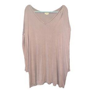 PIKO 1988 V-Neck Long Sleeve Tunic Light Brown.Bamboo/spandex Size M  K4